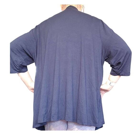 NEW Any Wear Catherine's Size 3X Waterfall Navy Cardigan Rayon Spandex Travel - Picture 3 of 7